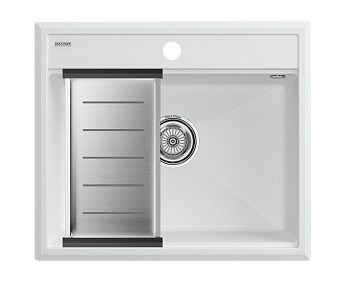 Кухонная мойка + коландер Paulmark PM115951-WH+A375-BS 60х50 цвет белый